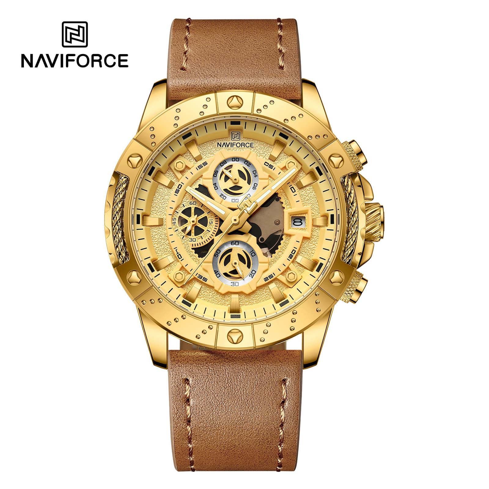 NF8055 Naviforce reloj para hombre pulsera de piel análogo - Image 3