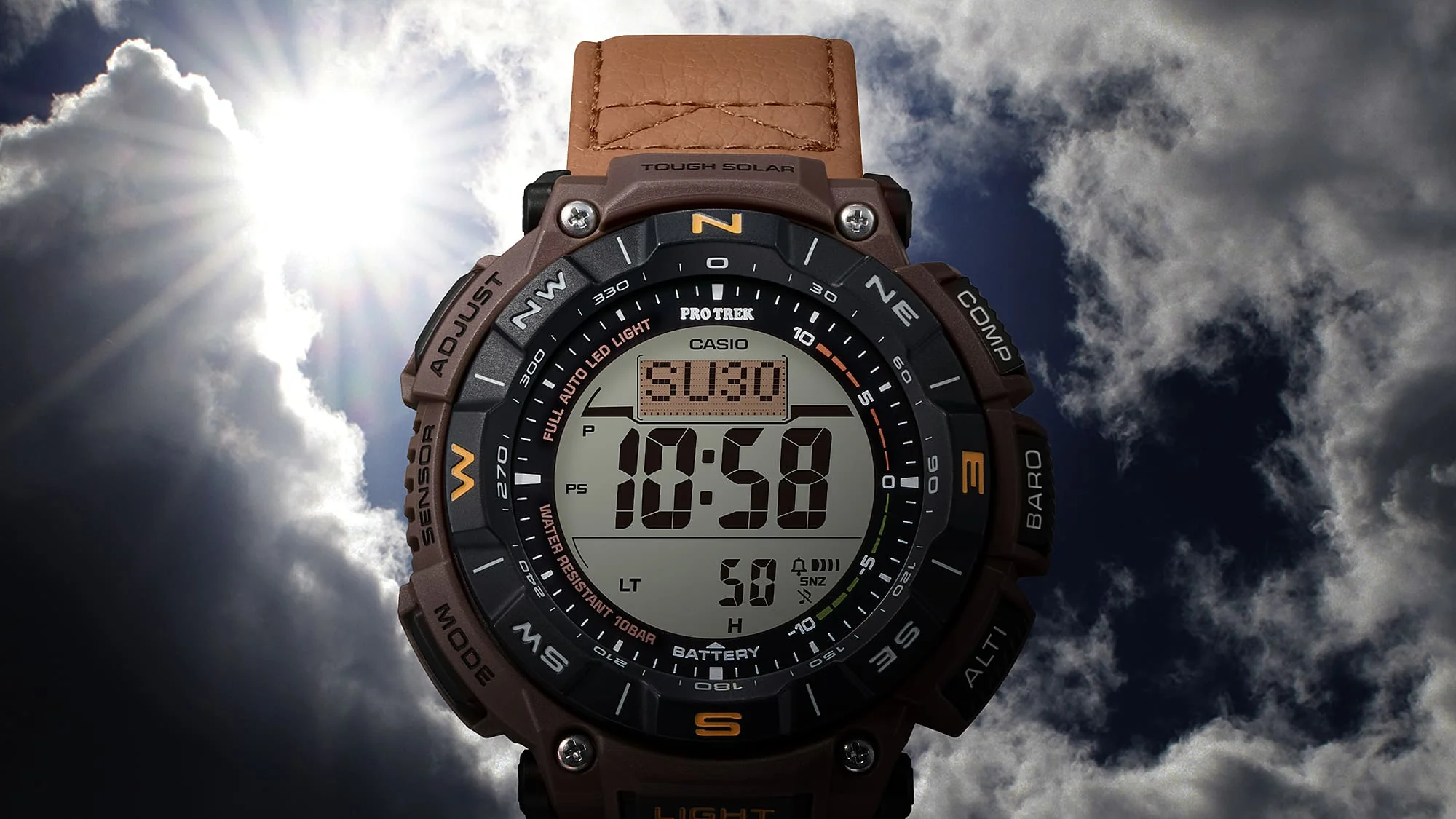 PRG-340L-5 Casio Pro-Trek de hombre pulsera de piel - Image 6