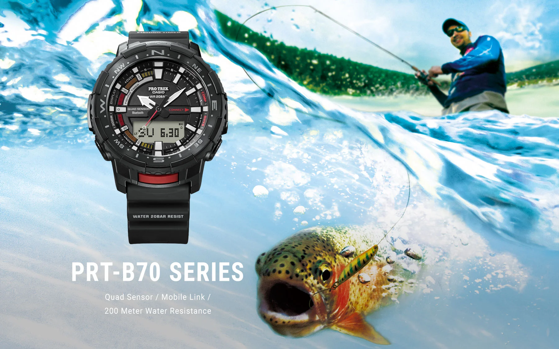 PRT-B70-1 Casio Pro Trek para caballero pulsera de resina con bluetooth - Image 4