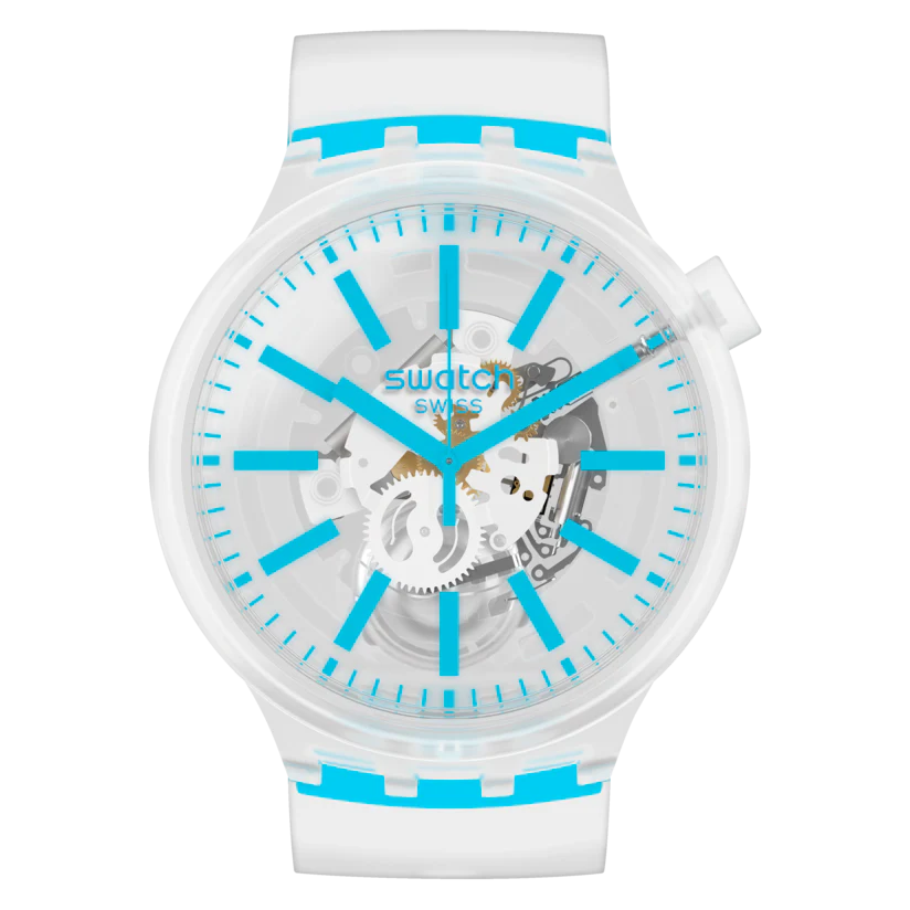 SO27E105 Reloj Swatch Big Bold BlueInJelly unisex correa de caucho
