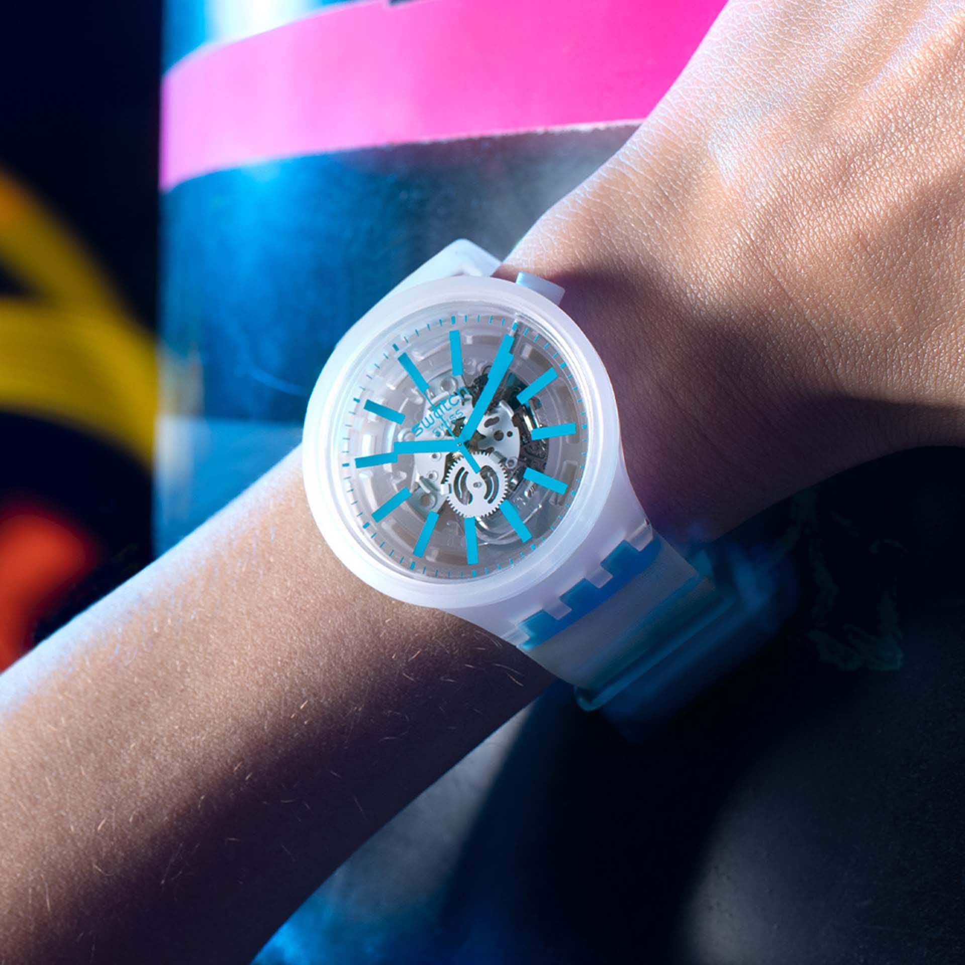 SO27E105 Reloj Swatch Big Bold BlueInJelly unisex correa de caucho - Image 4