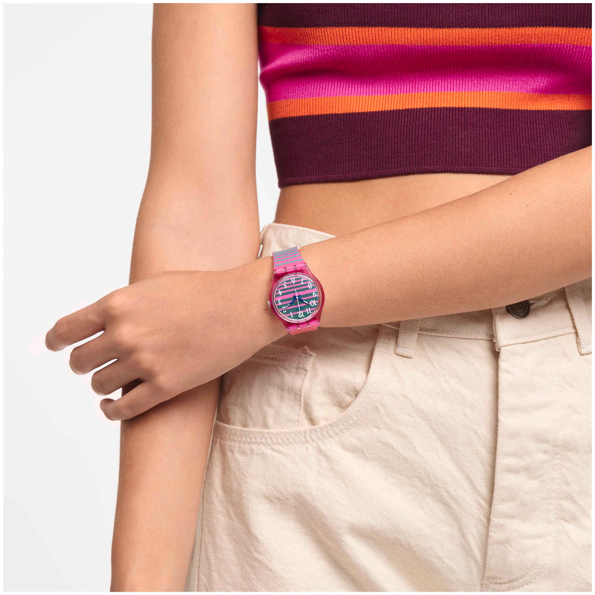SO28P105 Reloj Swatch Electrifying Summer unisex banda de silicona - Image 5