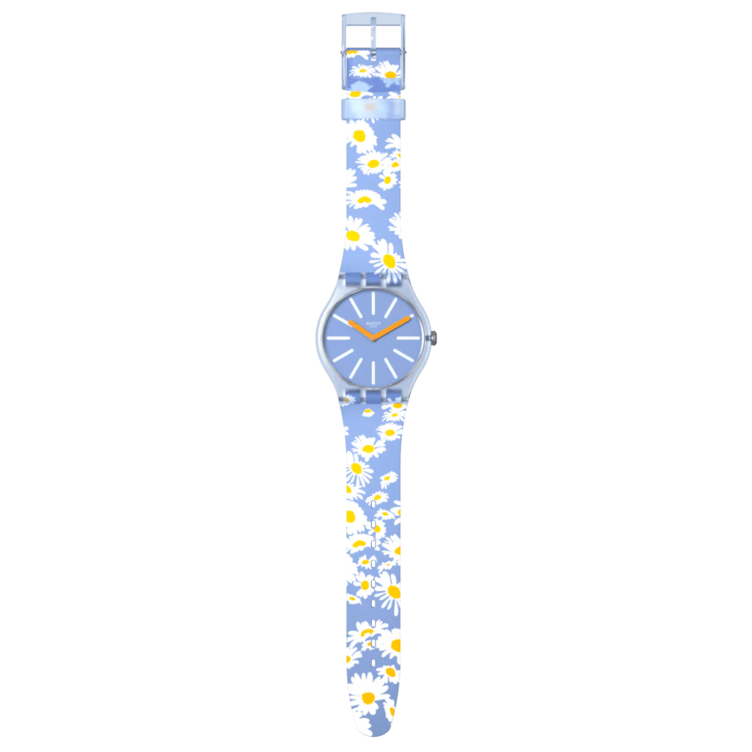 SO29S100 Reloj Swatch Dazed By Daisies unisex correa de resina flores - Image 2