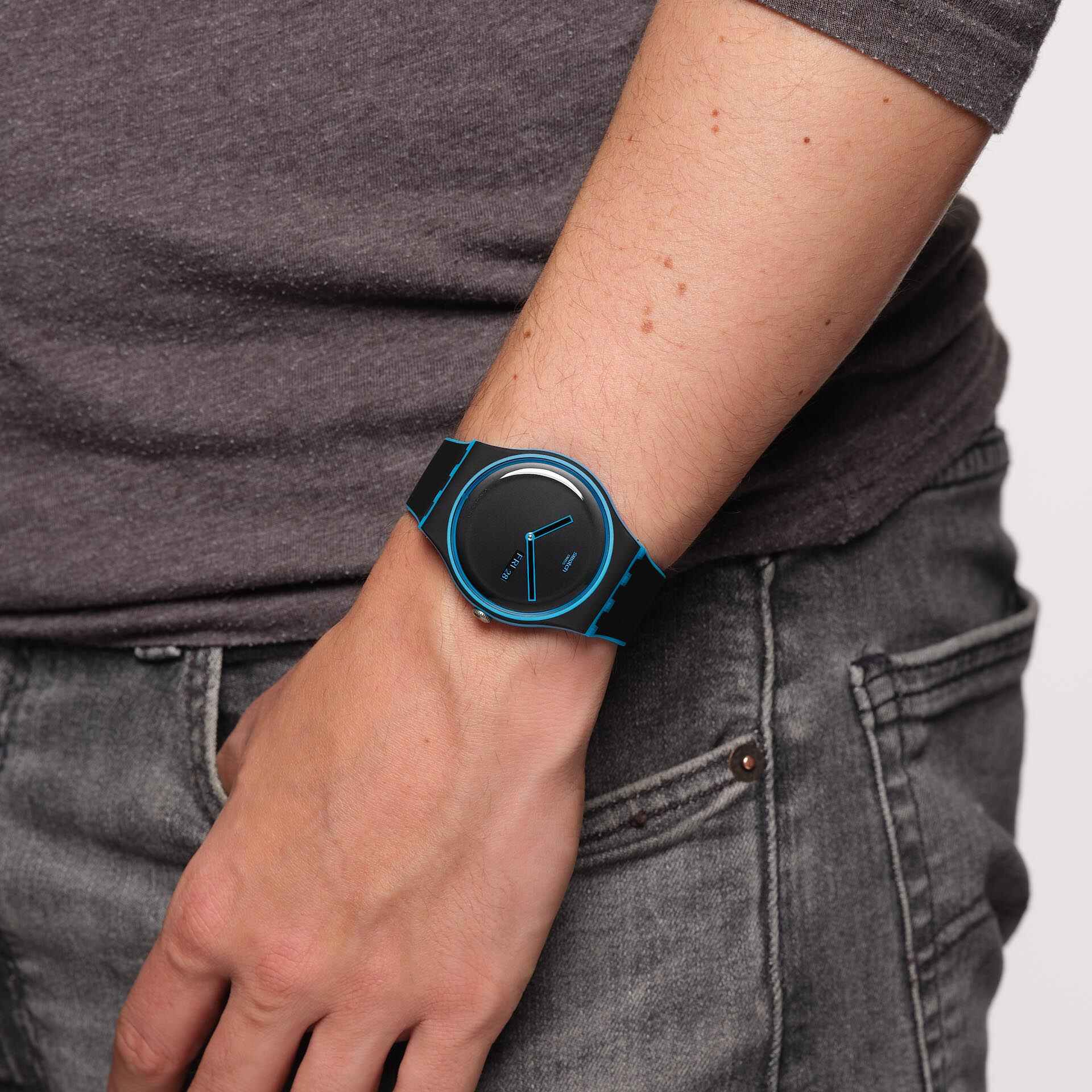 SO29S701 Reloj Swatch Minimal Line Blue Unisex banda de caucho - Image 2