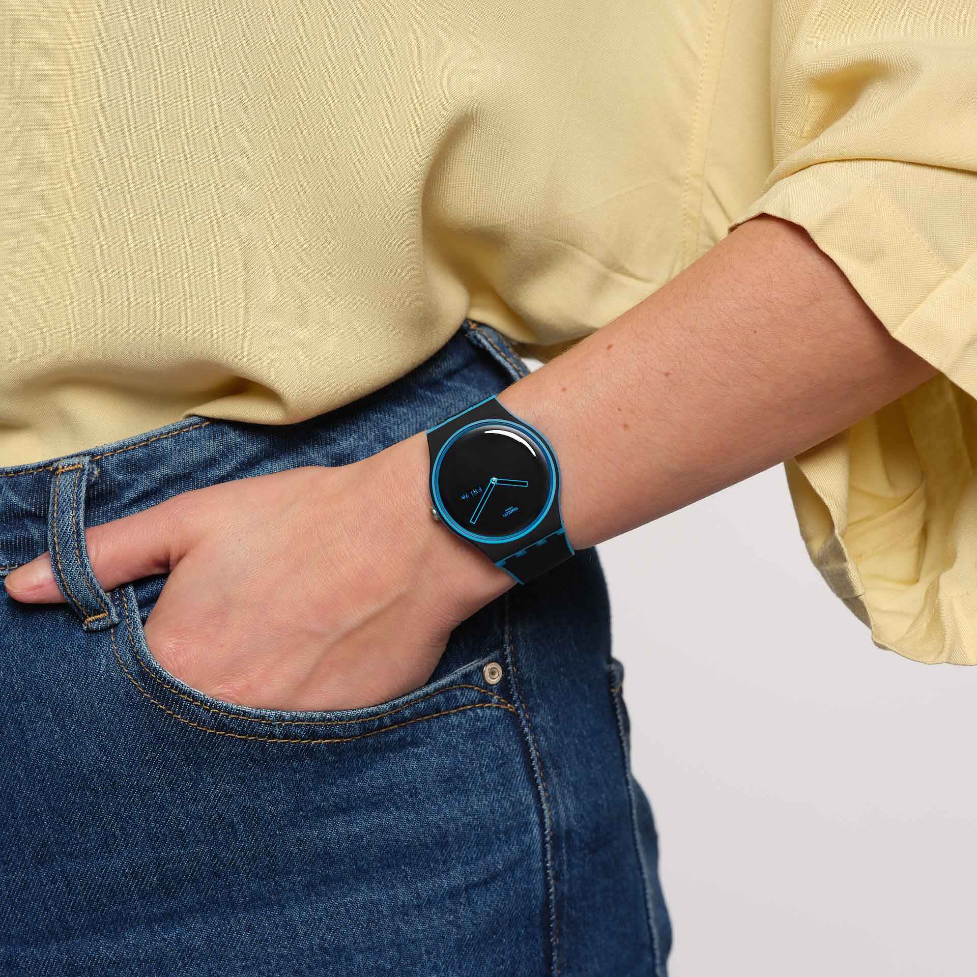 SO29S701 Reloj Swatch Minimal Line Blue Unisex banda de caucho - Image 3