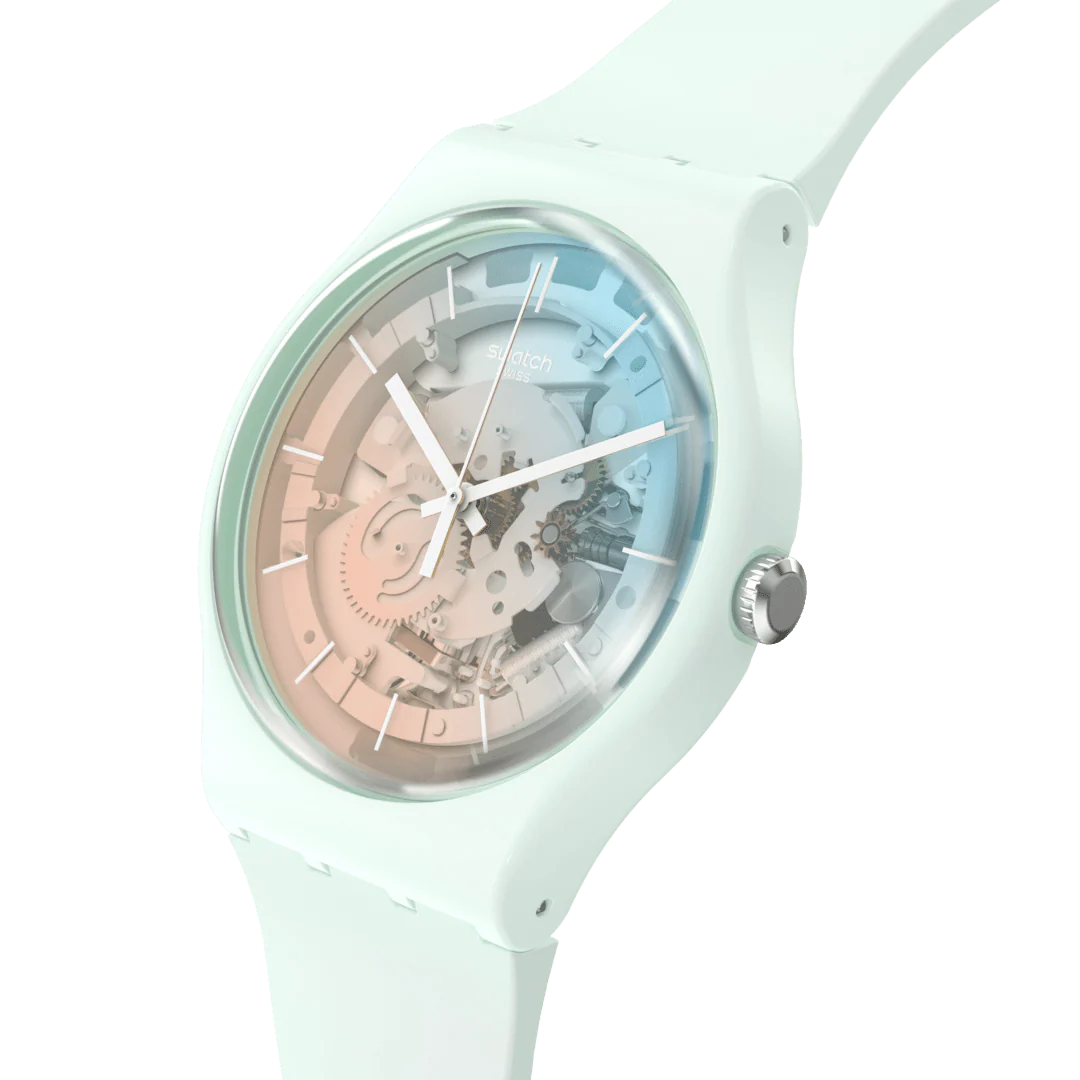 SO32S101 Reloj Swatch Fleetingly Iceblue Unisex de correa de caucho - Image 4