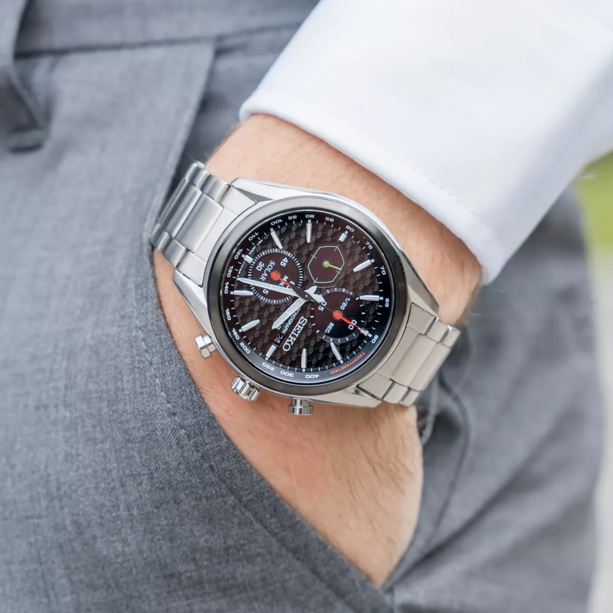 SSC803P1 Seiko Solar Reloj para caballero pulsera de metal - Image 3