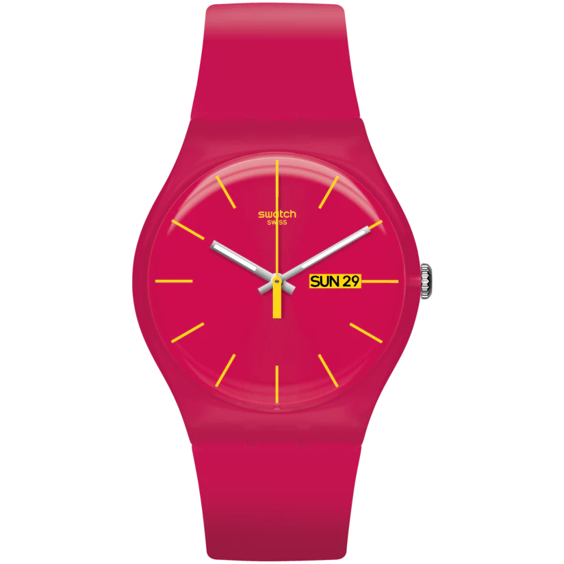 SUOR704 Reloj Swatch Rubine Rebel de dama pulsera de caucho