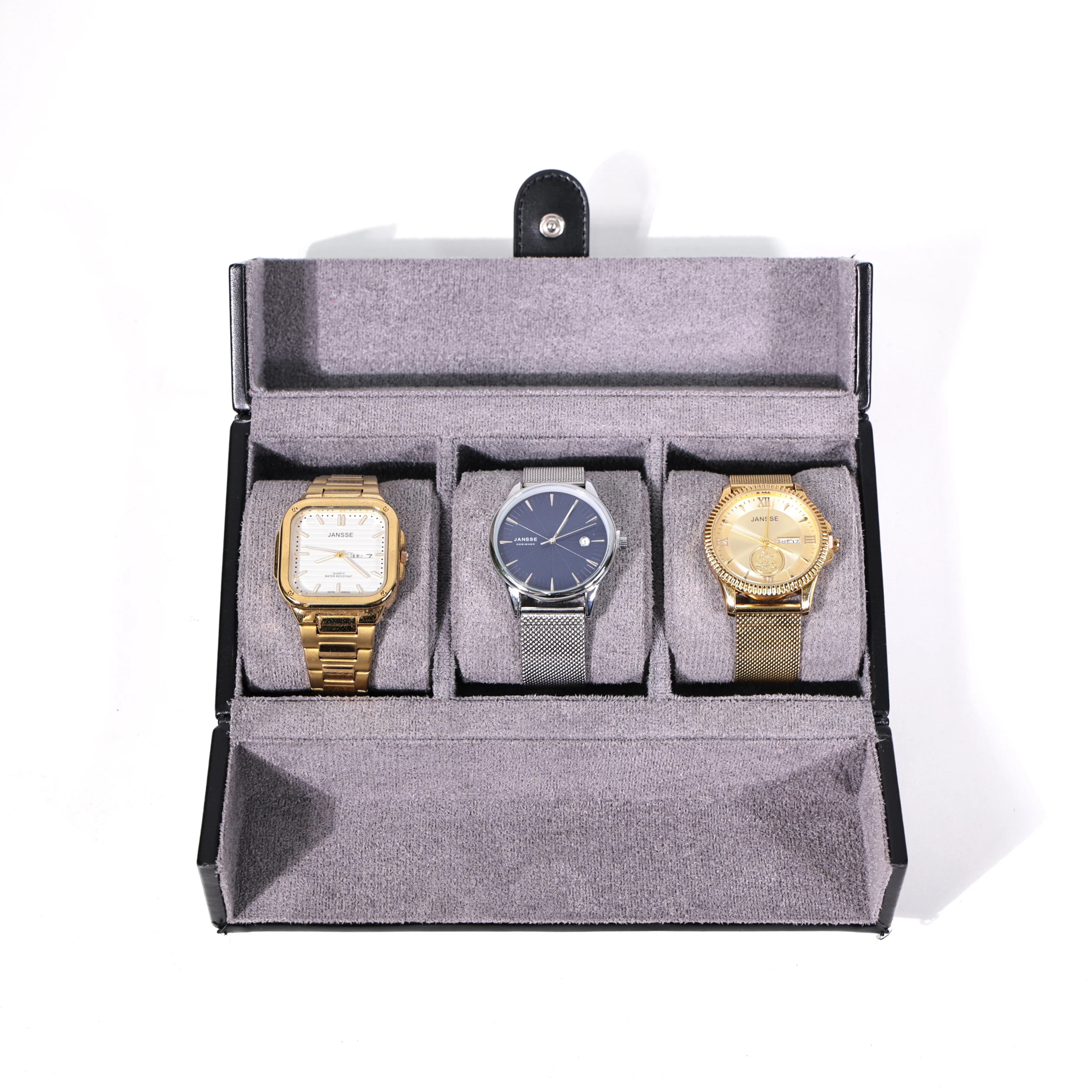 TC-029 Caja compacta de 3 relojes Tancy de cuero