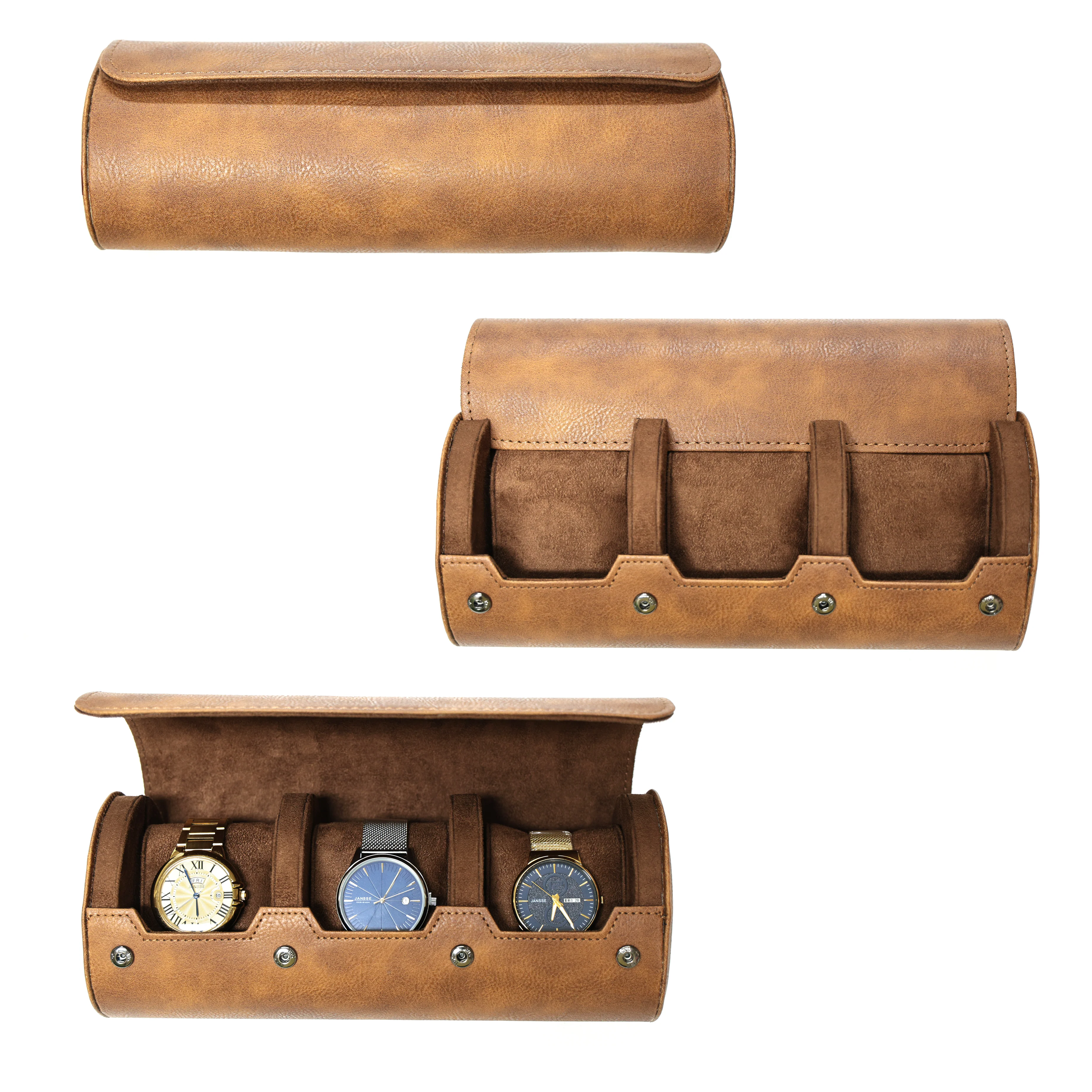 TC-030 Estuche de relojes de cuero Tancy 3 compartimientos - Image 2