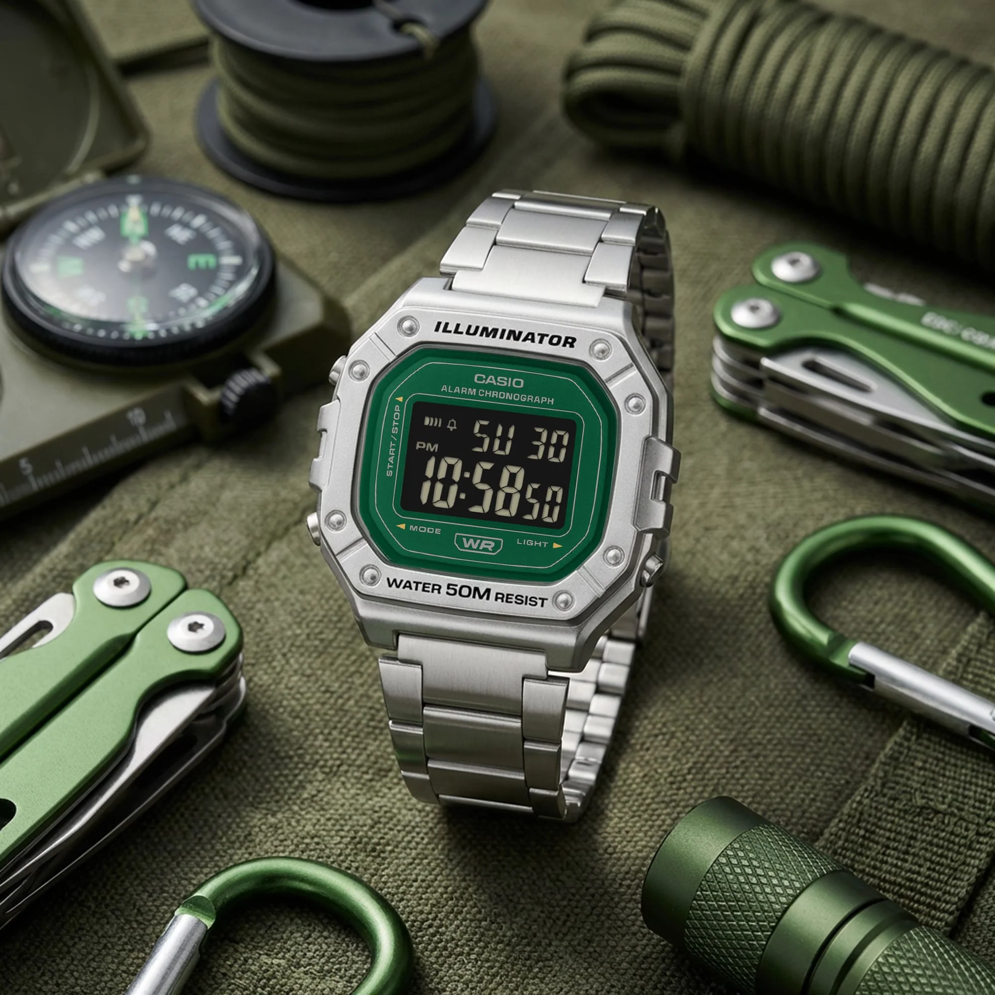 W-218HD-3AV Reloj Casio unisex correa de metal digital - Image 2
