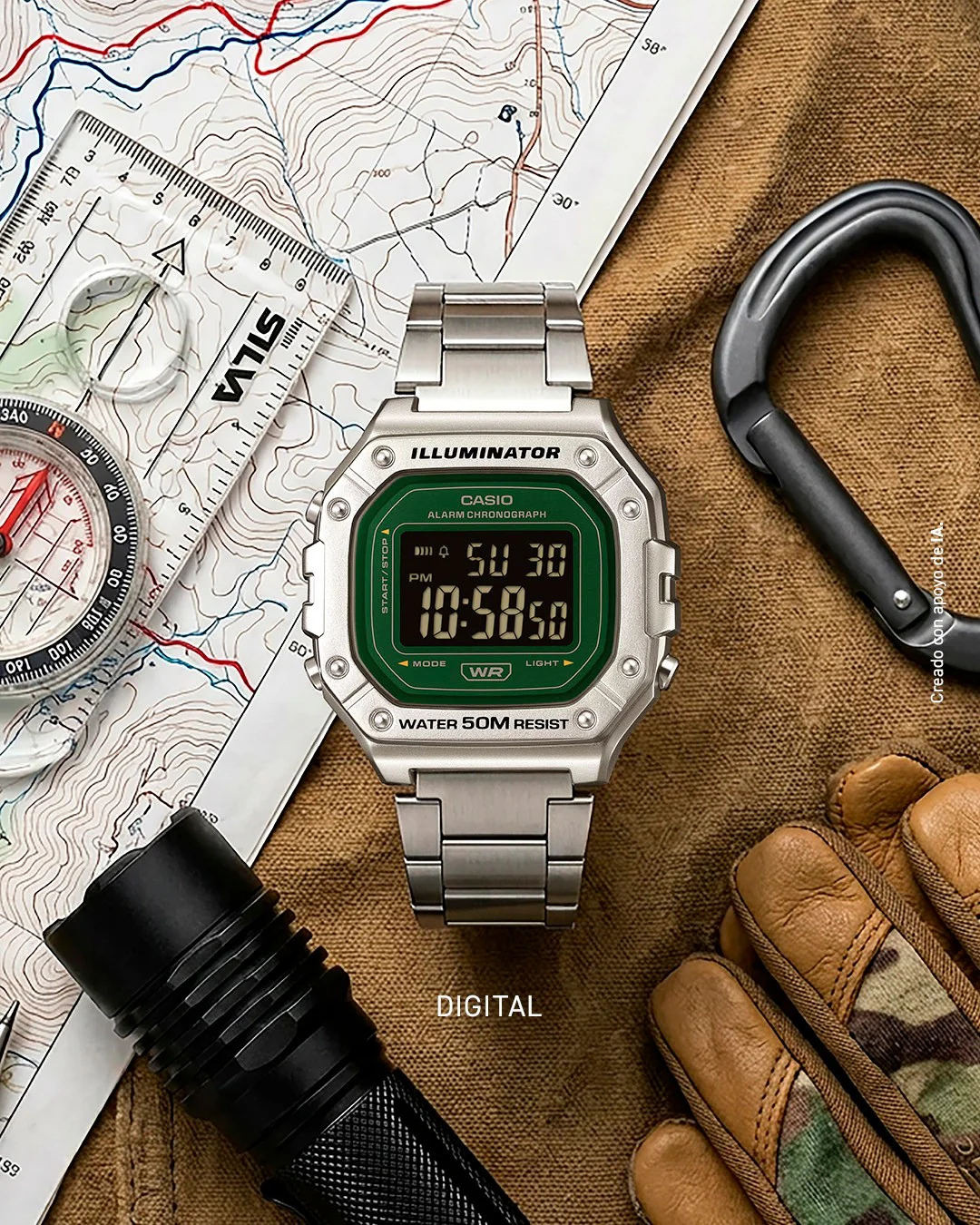 W-218HD-3AV Reloj Casio unisex correa de metal digital - Image 3