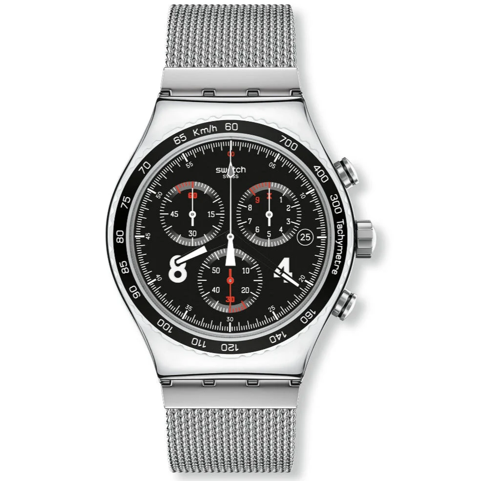 YVS401GB Reloj Swatch Blackie de hombre pulsera mesh 42mm