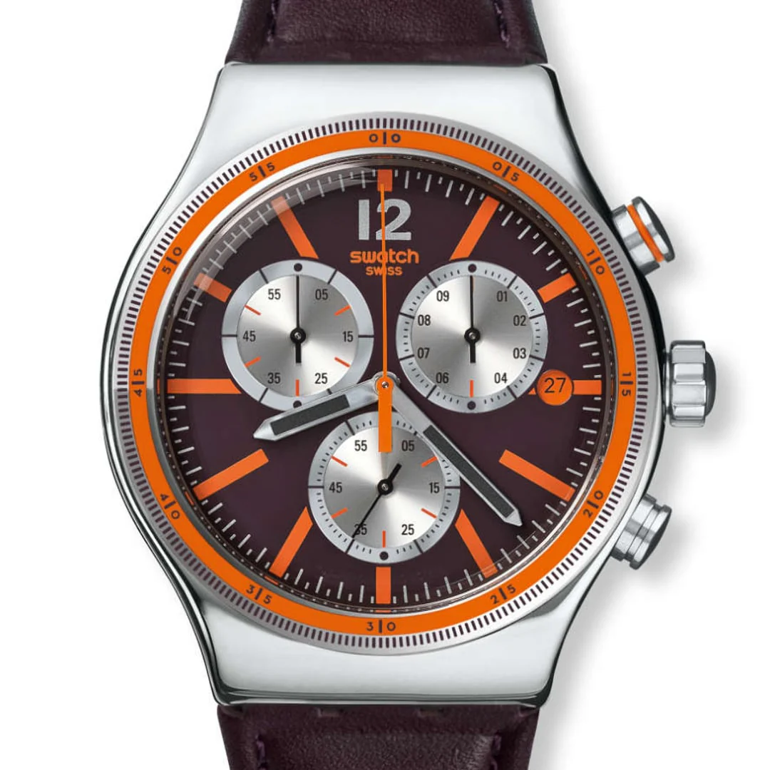 YVS413 Reloj Swatch Irony Prisoner de hombre correa de cuero - Image 4